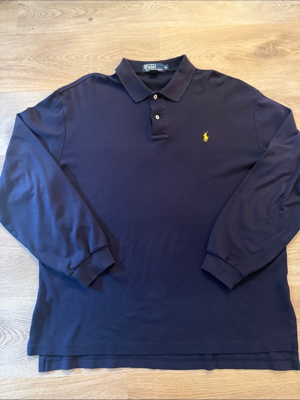 Polo by Ralph Lauren Navy Long Sleeve Polo with Yellow Pony men’s extra large XL